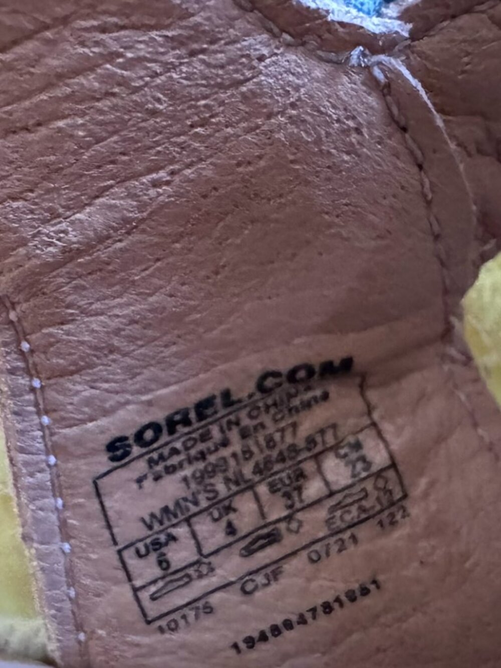 Sorel yellow/blue/pink pastel suede & espadrille wedges, women's size 6 - Picture 5 of 6